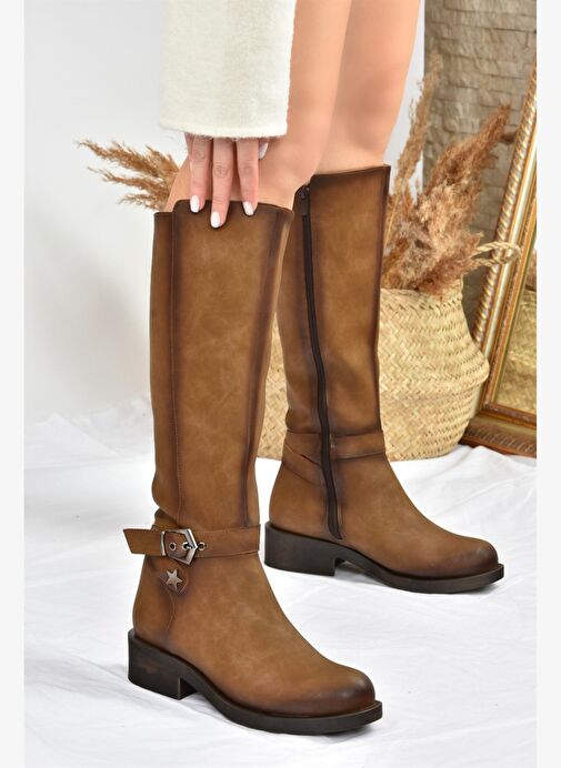 Vizon Kısa Topuklu Günlük Kadın Çizme G674240109 - Görsel 4