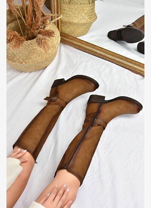 Vizon Kısa Topuklu Günlük Kadın Çizme G674240109 - Görsel 5