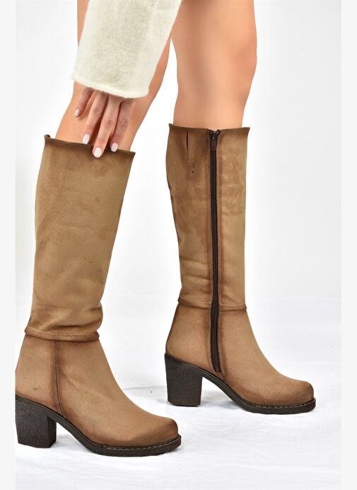 Vizon Kalın Topuklu Günlük Kadın Çizme C674250302 - Görsel 4