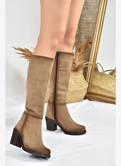 Vizon Kalın Topuklu Günlük Kadın Çizme C674250302 - Görsel 3