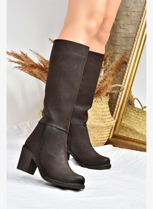 Kahverengi Kalın Topuklu Kadın Çizme C674250309 - Görsel 3