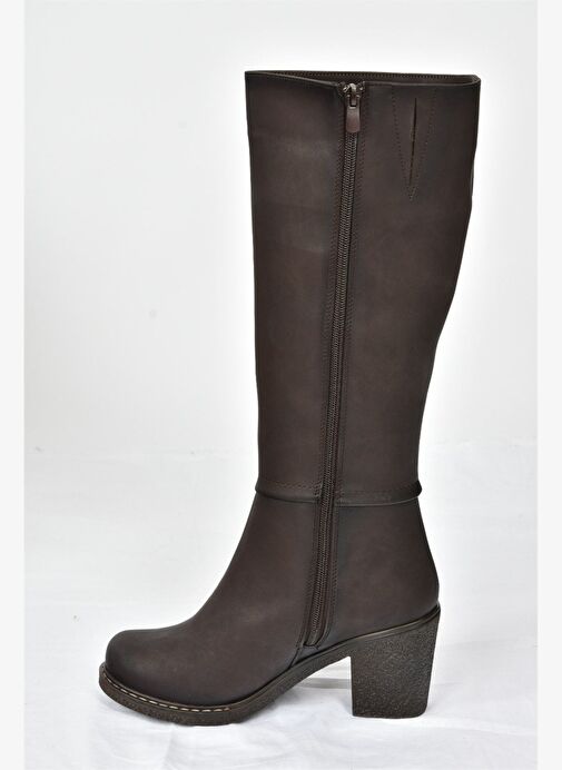 Kahverengi Kalın Topuklu Kadın Çizme C674250309 - Görsel 8