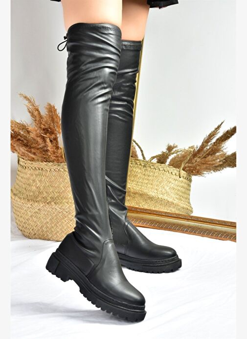 Siyah Streç Diz Üstü Kadın Çizme L670125309 - Görsel 4