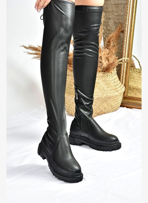 Siyah Streç Diz Üstü Kadın Çizme L670125309 - Görsel 3