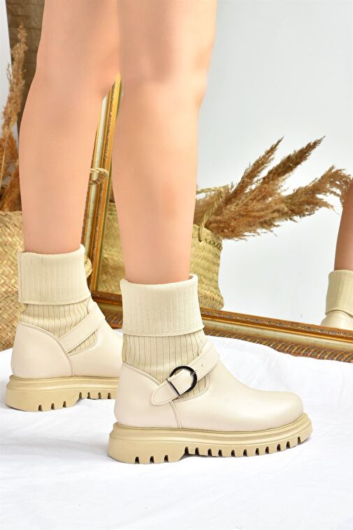 Bej Kalın Tabanlı Günlük Triko Kadın Bot L524021709 - Görsel 3