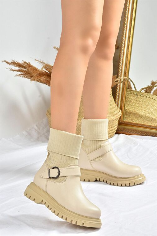 Bej Kalın Tabanlı Günlük Triko Kadın Bot L524021709 - Görsel 4