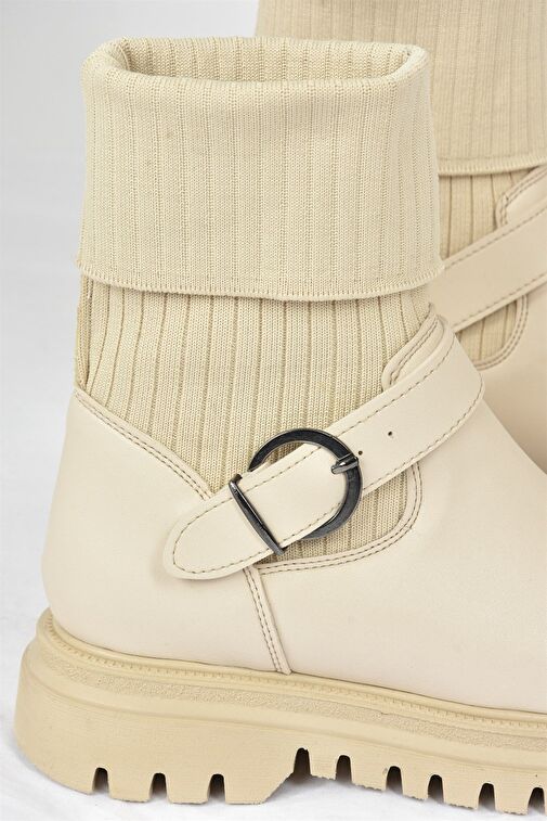 Bej Kalın Tabanlı Günlük Triko Kadın Bot L524021709 - Görsel 7