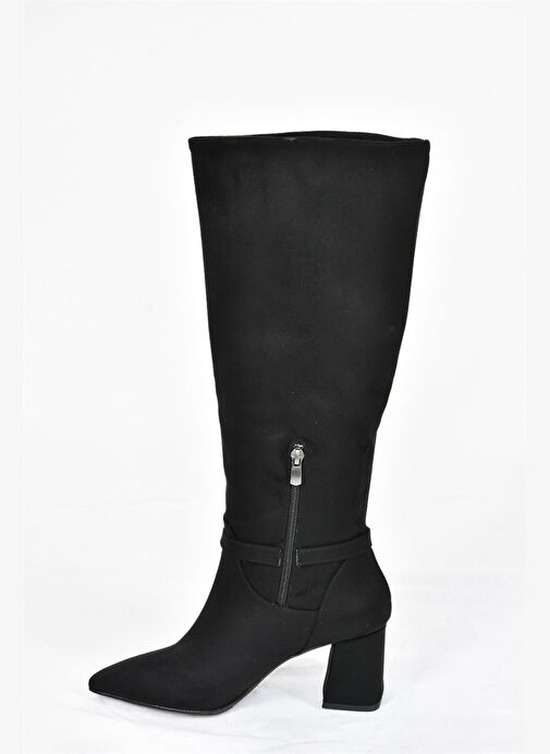 Siyah Süet Zincir Detaylı Kalın Topuklu Kadın Çizme L572951002 - Görsel 7