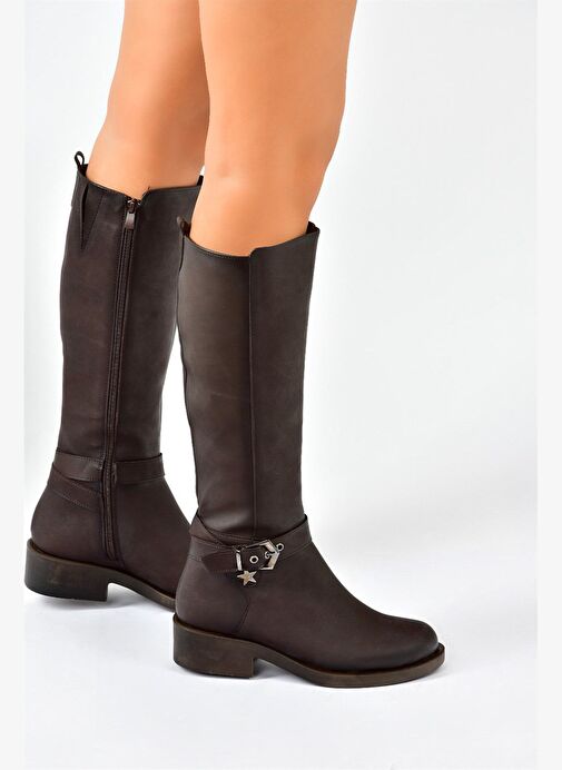 Kahverengi Kısa Topuklu Günlük Kadın Çizme G674240109 - Görsel 3