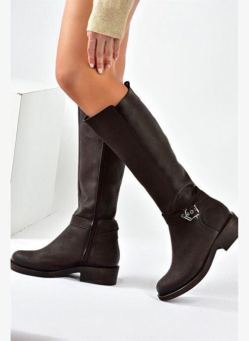 Kahverengi Kısa Topuklu Günlük Kadın Çizme G674240109 - Görsel 4