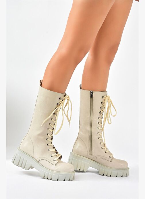 Bej Kalın Tabanlı Kadın Çizme L996081009 - Görsel 4