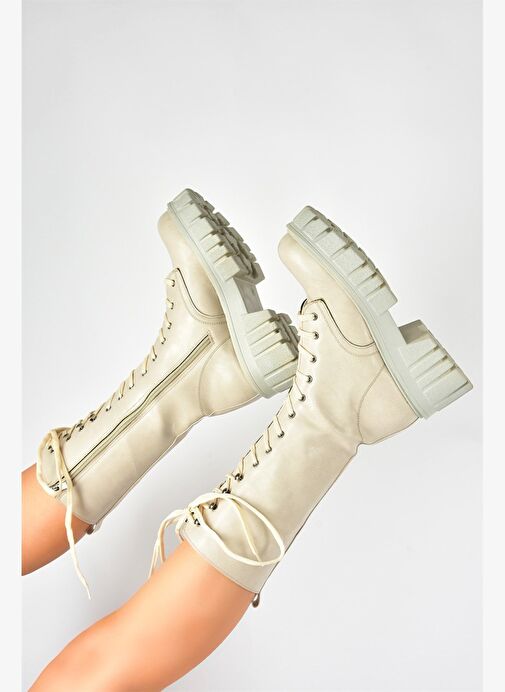 Bej Kalın Tabanlı Kadın Çizme L996081009 - Görsel 3