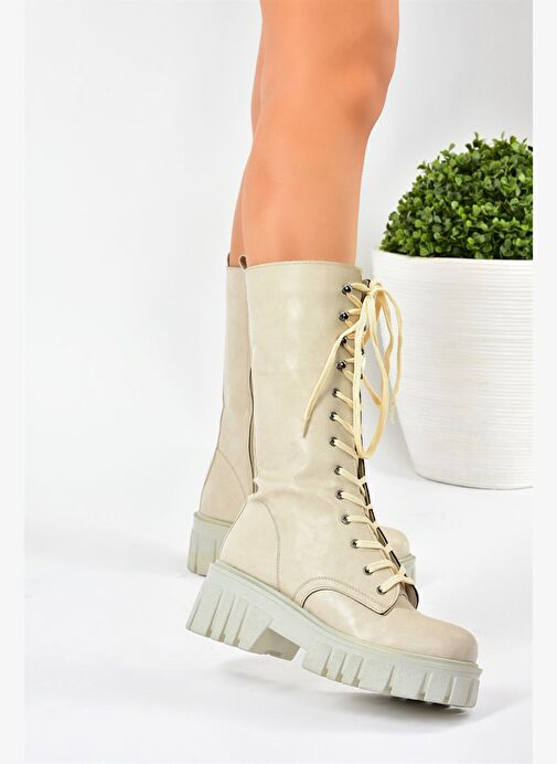 Bej Kalın Tabanlı Kadın Çizme L996081009 - Görsel 5