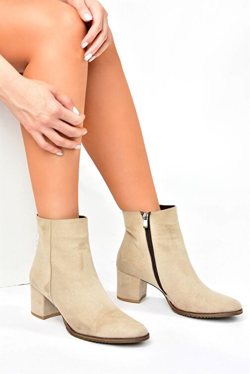 Bej/Kahverengi Süet Kadın Bot G654013102 - Görsel 5