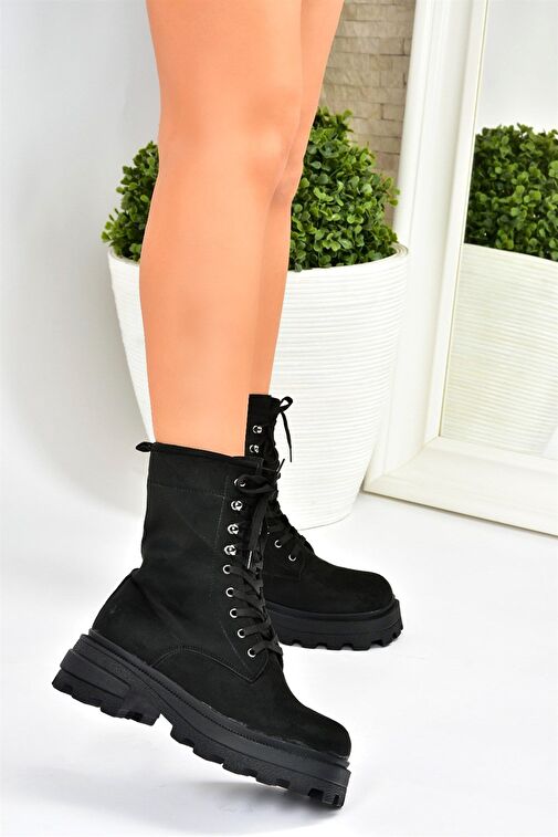 Siyah Süet Bağcıklı Kadın Postal Bot L996750002 - Görsel 3