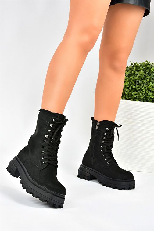 Siyah Süet Bağcıklı Kadın Postal Bot L996750002 - Görsel 4