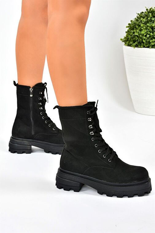 Siyah Süet Bağcıklı Kadın Postal Bot L996750002 - Görsel 5