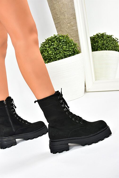 Siyah Süet Bağcıklı Kadın Postal Bot L996750002 - Görsel 6