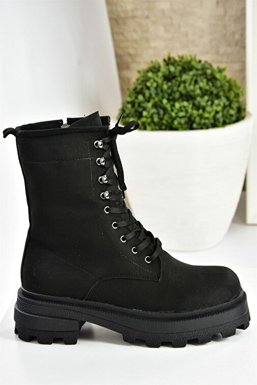 Siyah Süet Bağcıklı Kadın Postal Bot L996750002 - Görsel 8