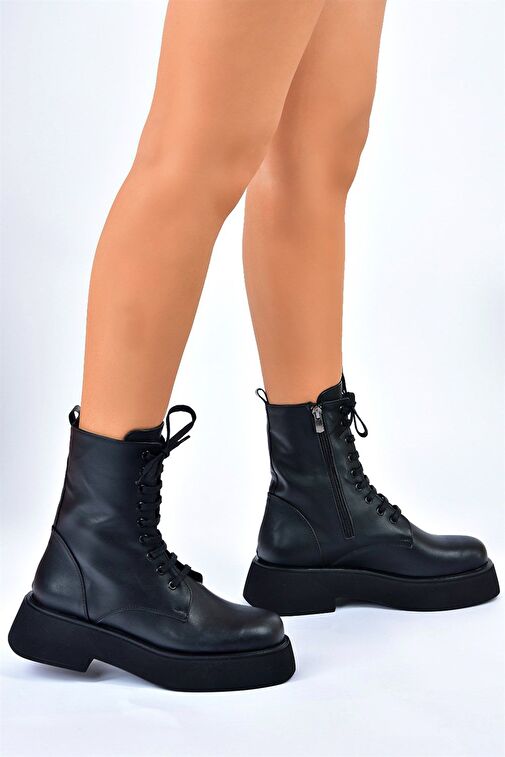 Siyah Kalın Tabanlı Günlük Kadın Bot Postal L610130109 - Görsel 5