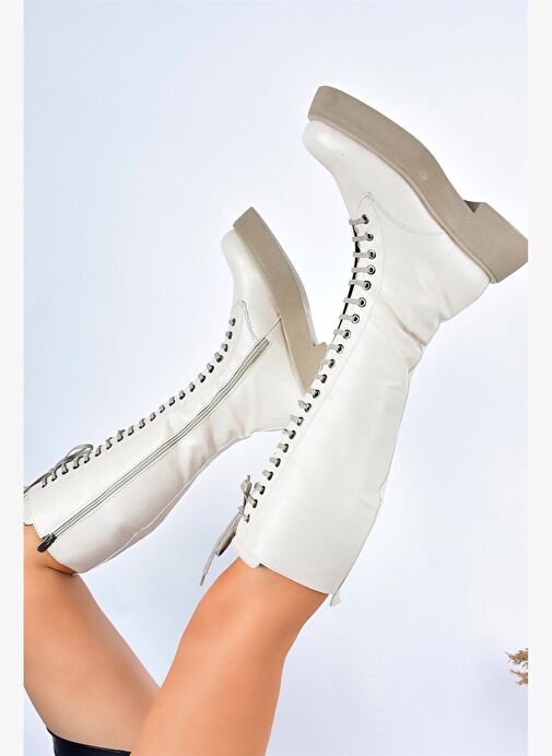 Bej Bağcıklı Günlük Kadın Çizme L610130909 - Görsel 2