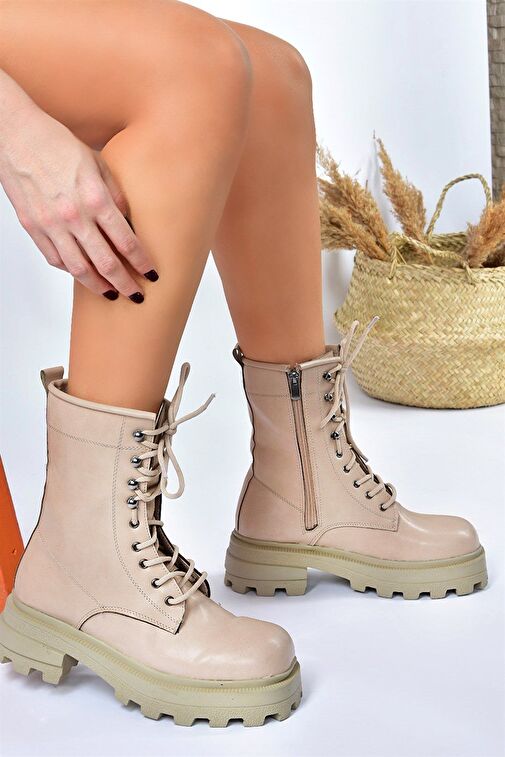 Ten Kalın Taban Bağcıklı Kadın Postal Bot L996750009 - Görsel 2