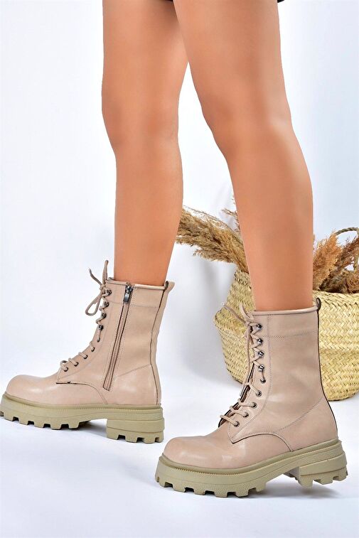 Ten Kalın Taban Bağcıklı Kadın Postal Bot L996750009 - Görsel 4