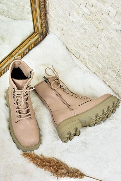 Ten Kalın Taban Bağcıklı Kadın Postal Bot L996750009 - Görsel 7