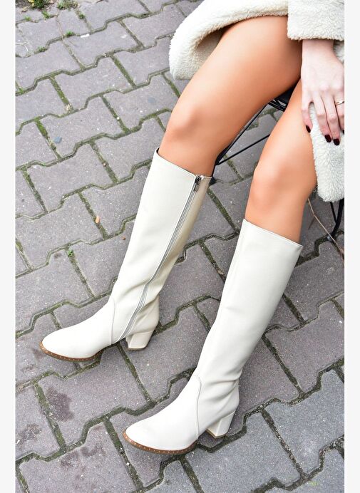 Krem Günlük Kadın Çizme C654652709 - Görsel 4