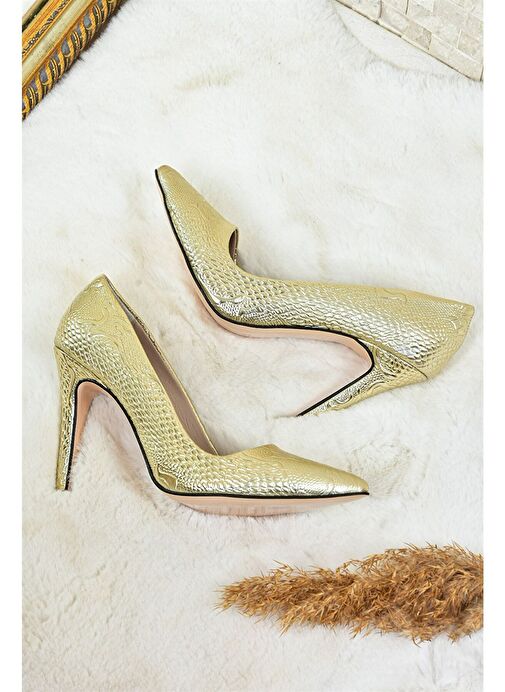 Fox Shoes Altın Kadın Stiletto 7983 - Görsel 8