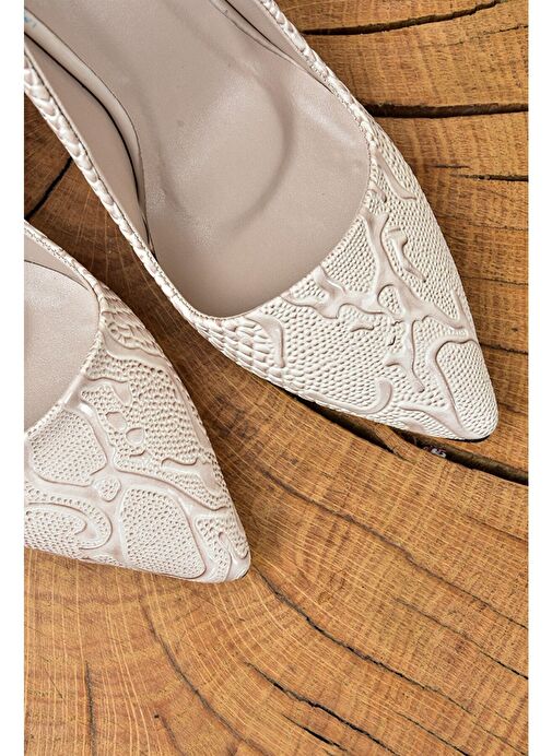 Bej Baskı Kadın İnce Topuklu Stiletto L253971524 - Görsel 5