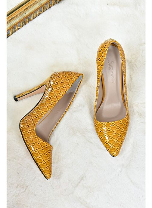 Hardal Rugan Baskı Kadın İnce Topuklu Stiletto L253971524 - Görsel 5