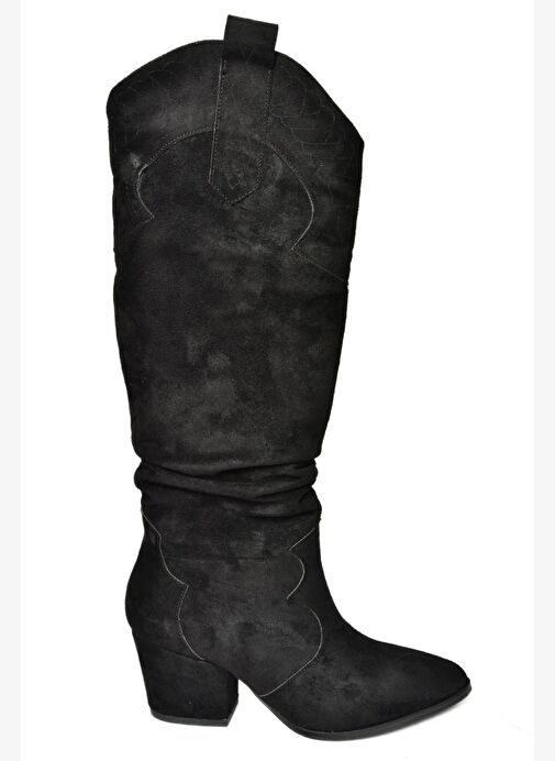 Siyah Süet Alçak Topuklu Kadın Çizme L296006802 - Görsel 6