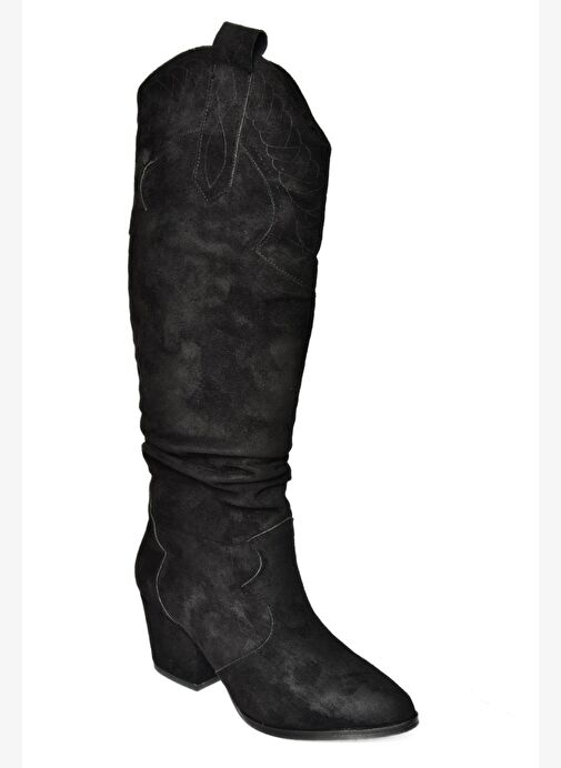 Siyah Süet Alçak Topuklu Kadın Çizme L296006802 - Görsel 7