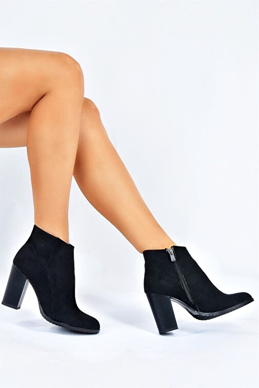 Siyah Süet Kalın Topuklu Kadın Bot L654813102 - Görsel 2