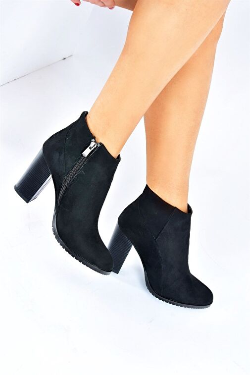Siyah Süet Kalın Topuklu Kadın Bot L654813102 - Görsel 3