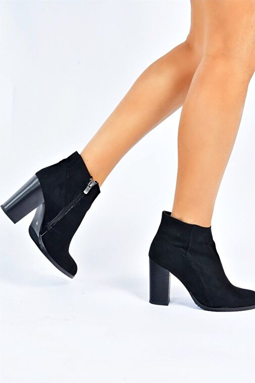 Siyah Süet Kalın Topuklu Kadın Bot L654813102 - Görsel 4