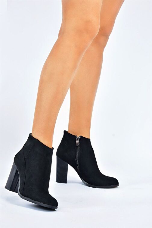 Siyah Süet Kalın Topuklu Kadın Bot L654813102 - Görsel 5