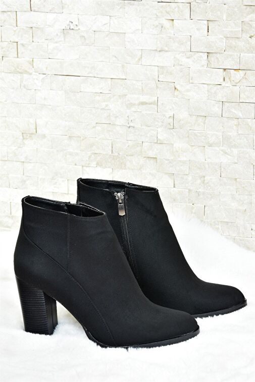 Siyah Süet Kalın Topuklu Kadın Bot L654813102 - Görsel 6