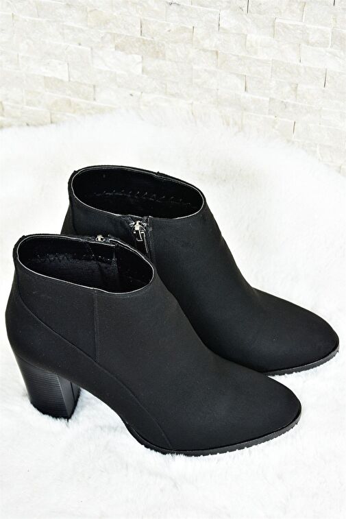 Siyah Süet Kalın Topuklu Kadın Bot L654813102 - Görsel 7