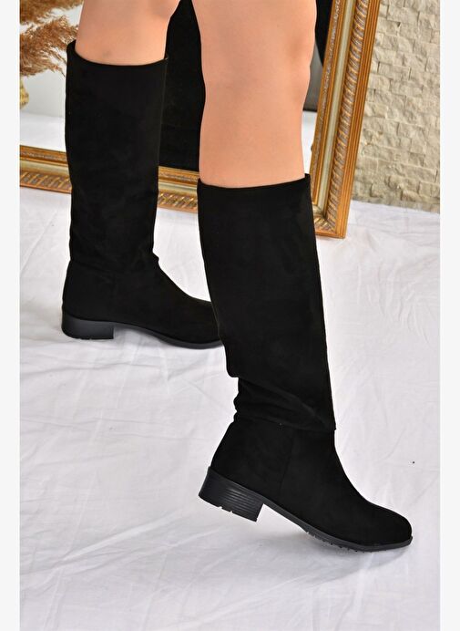 Siyah Süet Düz Taban Günlük Kadın Çizme L726600902 - Görsel 3