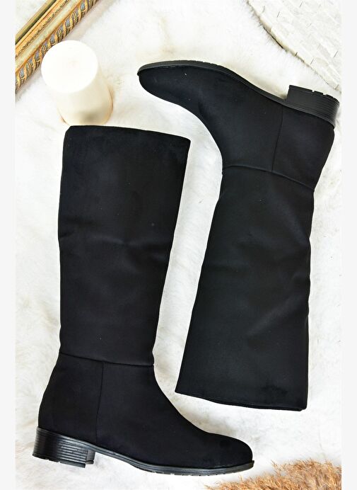 Siyah Süet Düz Taban Günlük Kadın Çizme L726600902 - Görsel 6