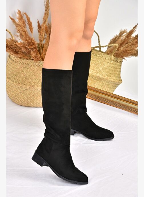 Siyah Süet Düz Taban Günlük Kadın Çizme L726600902 - Görsel 4