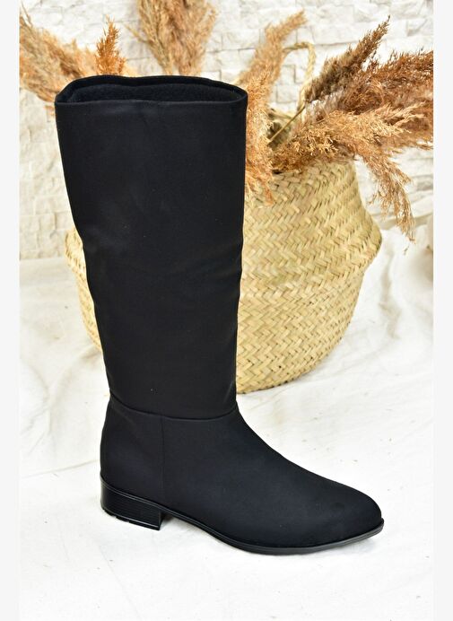 Siyah Süet Düz Taban Günlük Kadın Çizme L726600902 - Görsel 5