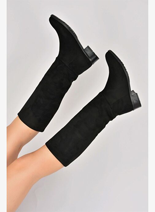 Siyah Süet Düz Taban Günlük Kadın Çizme L726600902 - Görsel 2