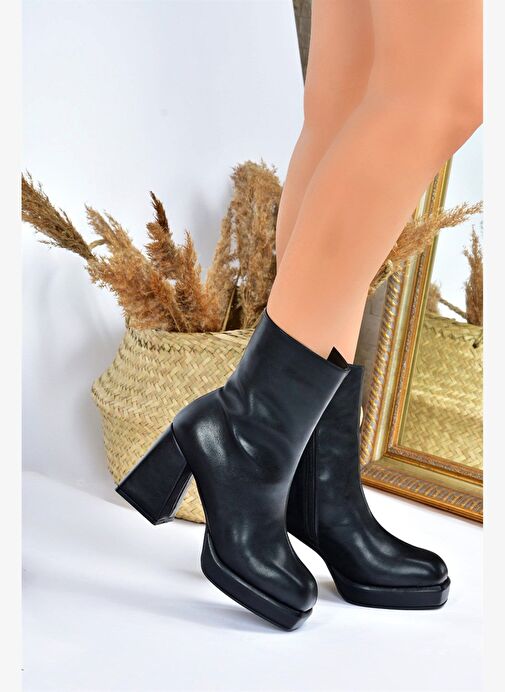 Siyah Kalın Topuklu Günlük Kadın Bot L282190209 - Görsel 5