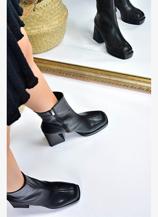 Siyah Kalın Topuklu Günlük Kadın Bot L282190209 - Görsel 7