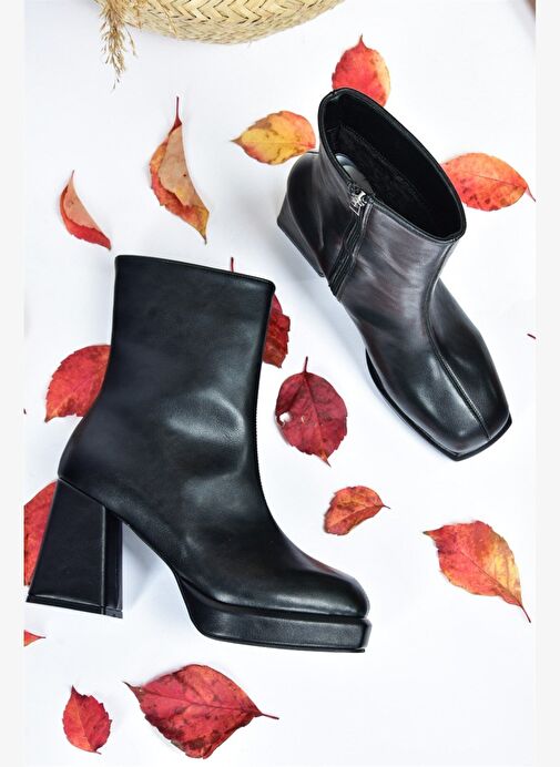 Siyah Kalın Topuklu Günlük Kadın Bot L282190209 - Görsel 8