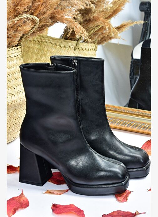 Siyah Kalın Topuklu Günlük Kadın Bot L282190209 - Görsel 9