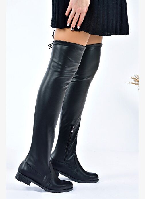 Suni Deri Siyah Streç Kadın Çizme G268573002 - Görsel 3